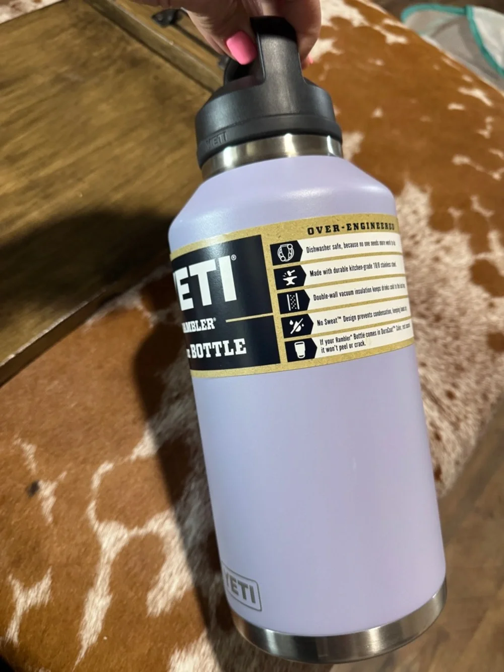 Yeti Rambler 64oz Bottle - Lavender with Black Cap - Picture 4 of 6